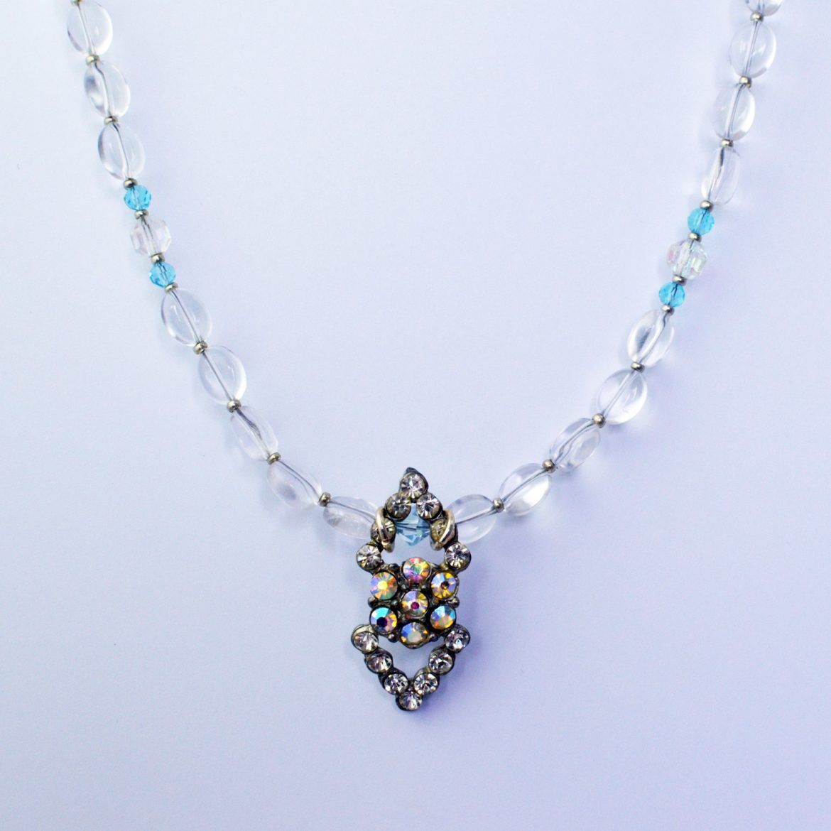 Reworked necklace vintage sparkle rock crystals