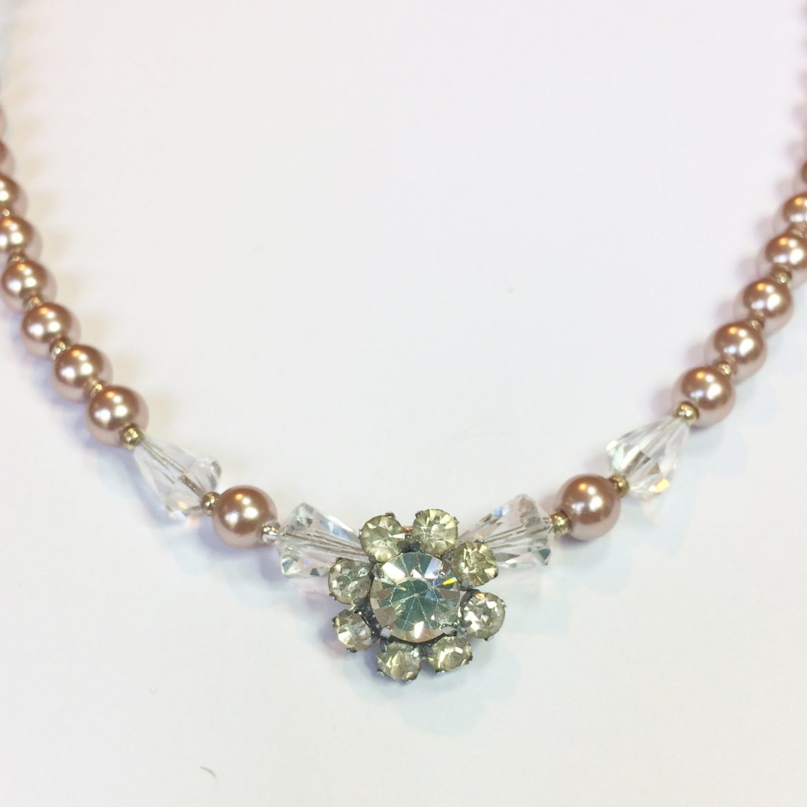 vintage wedding necklace silver faux pearls