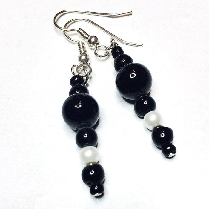 black and white bead earrings