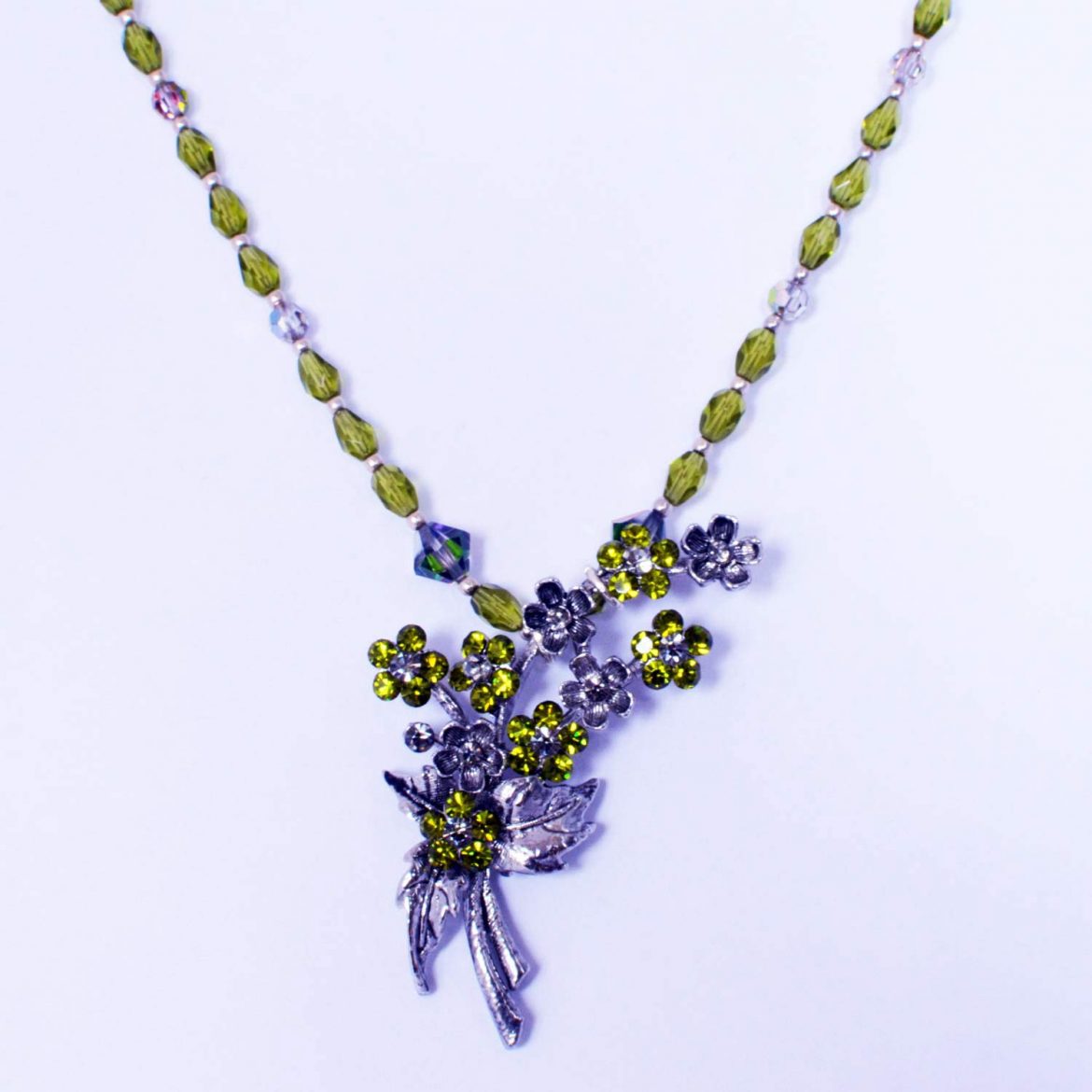 green floral necklace reimagined vintage vintage chic